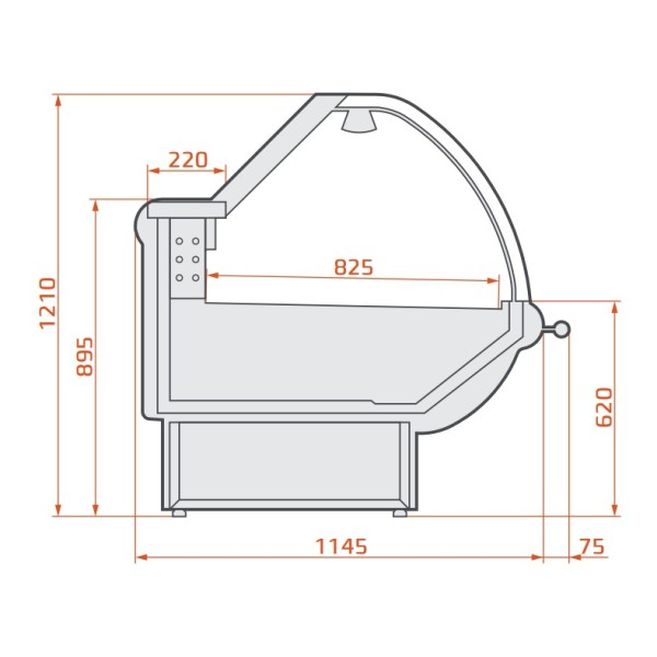 Vitrină frigorifică orizontală cu geam frontal telescopic  LCT Tucana 01