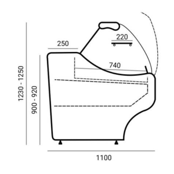 Vitrină frigorifică orizontală cu geam curbat  WCh-6/1B Wega 1040 W (V)