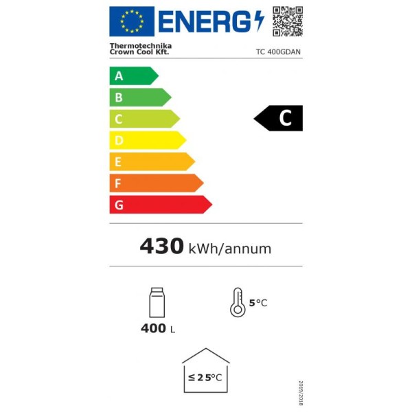 Vitrină frigorifică verticală  TC 400GD (J-400 GD DT)