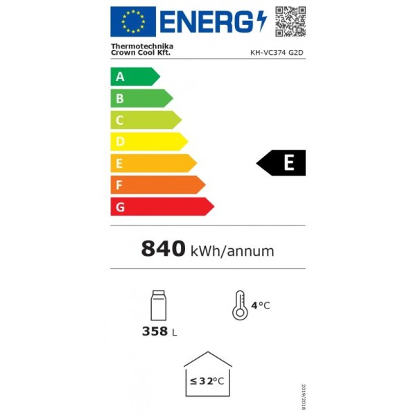 Vitrină frigorifică verticală cu două uşi  USS 374 D2K (KH-VC374 G2D)