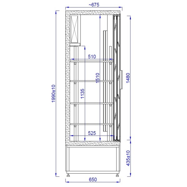 Vitrină frigorifică verticală cu uşi glisante  CC 1600 SGD (SCH 1400R)
