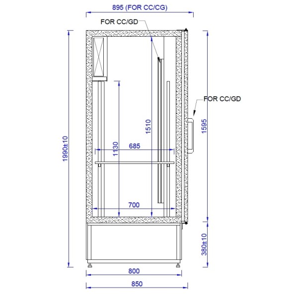 Vitrină frigorifică verticală dublă  CC 1950 XL GD (SCH 2000 S)