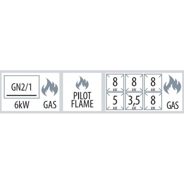 Maşină de gătit pe gaz cu 6 arzătoare și cuptor static pe gaz  SPT 90/120 21 G