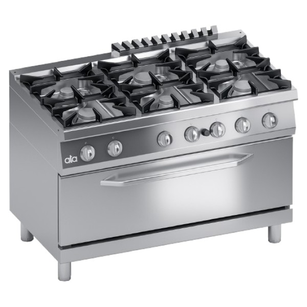 Mașină de gătit pe gaz cu 6 arzătoare și cuptor pe gaz 105 x 53 cm  K7GCUP15FFM