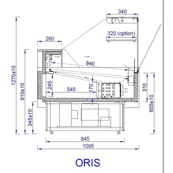Vitrină frigorifică orizontală  ORIS 3.75