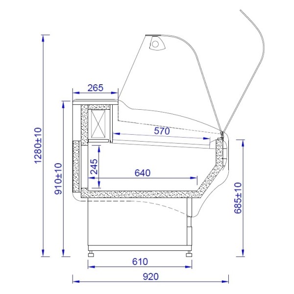Vitrină frigorifică orizontală cu geam curbat  WCH GNN 2.5