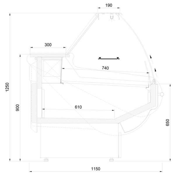 Vitrină frigorifică orizontală  L-1 HW/G 375/115 Hawana