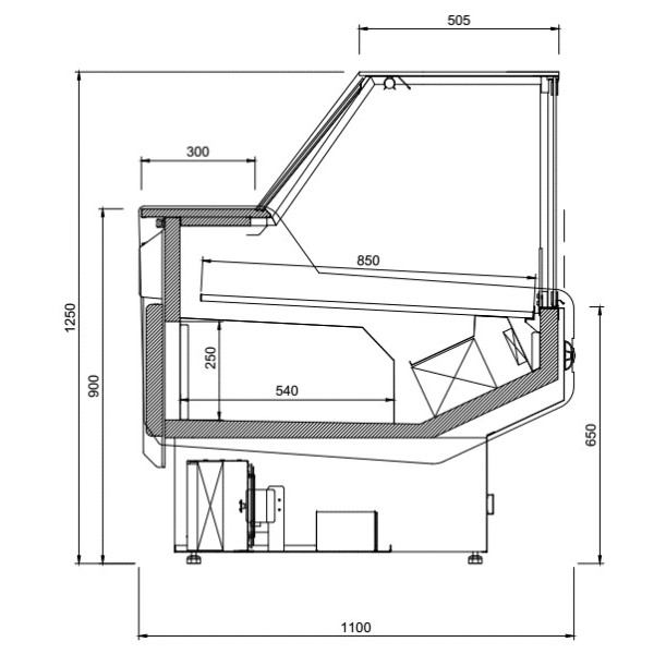 Vitrină frigorifică orizontală cu geam drept  L-1 MD/W/SP 375/110 MODENA