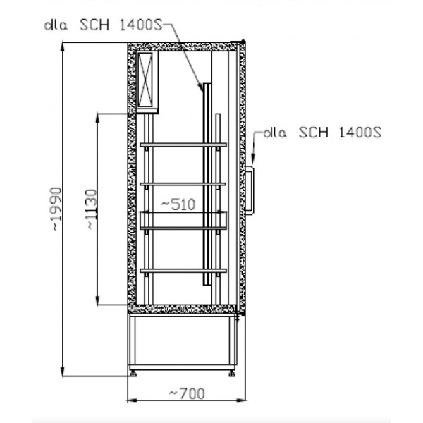 Vitrină frigorifică verticală dublă  CC 1600 GD INOX (SCH 1400 S)