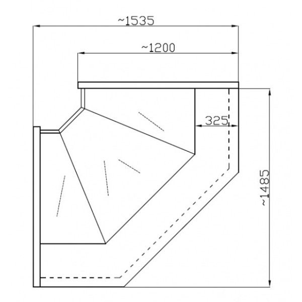 Element de colţ interior (90°) cu geam curbat  NCH IM W 1,4/1,2