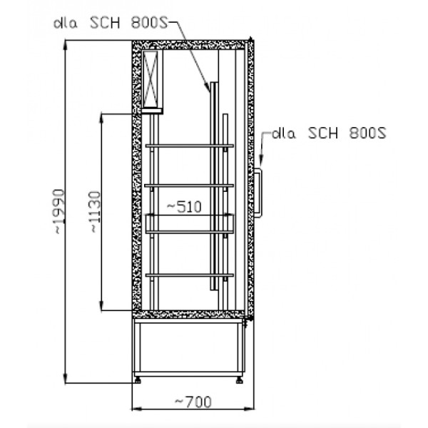 Vitrină frigorifică verticală dublă  CC 1200 GD INOX (SCH 800 S)