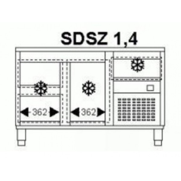 Masă refrigerată cu 1 ușă și 3 sertare  SDSZ 1,4