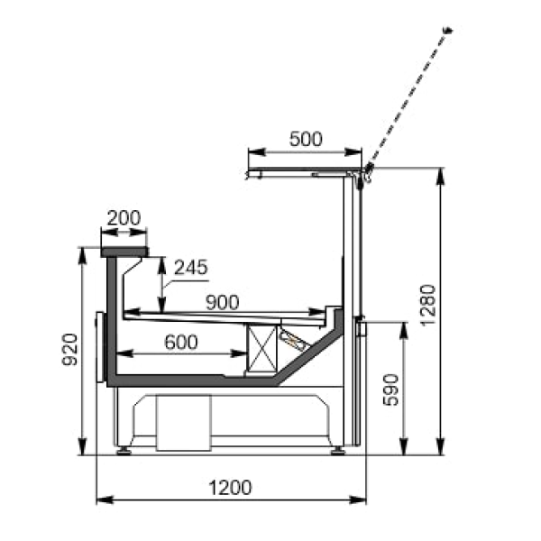 Vitrină frigorifică orizontală MISSOURI 125 (AC-120-deli-PS-130-DBA) RAL 9005