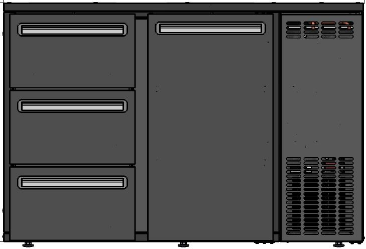 DCL-62 MU/VS - Bárhűtő 1 ajtóval, 3 egyforma fiókkal