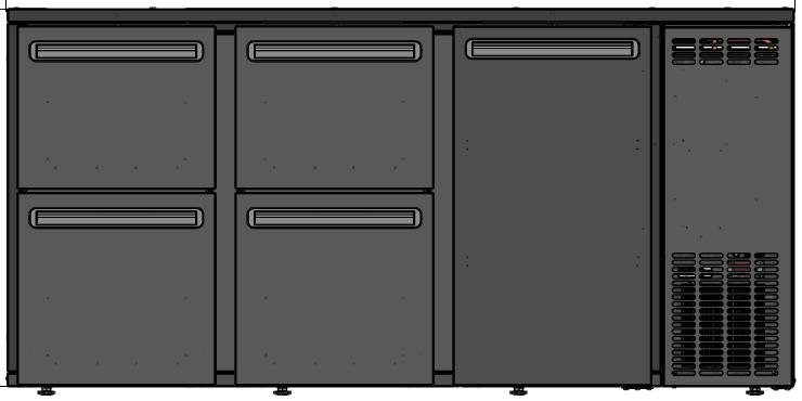 DCL-552 MU/VS - Bárhűtő 1 ajtóval, 4 különböző fiókkal