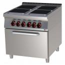 Mașină de gătit electrică cu 4 plite pătrate și cuptor cu convecție | SPQT 90/80 11 E