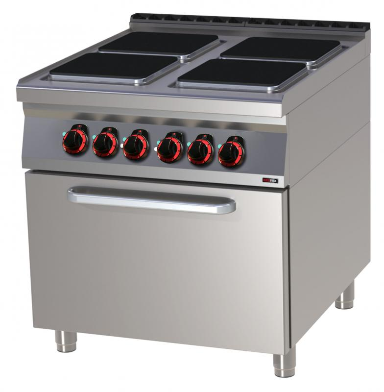 Mașină de gătit electrică cu 4 plite pătrate și cuptor static | SPQT 90/80 21 E
