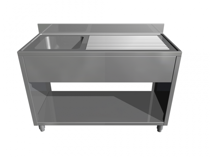 Stainless steel sink with bench and bottom self 