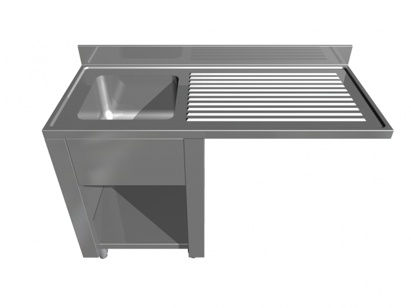  Stainless steel sink grouped in cantilever bench 
