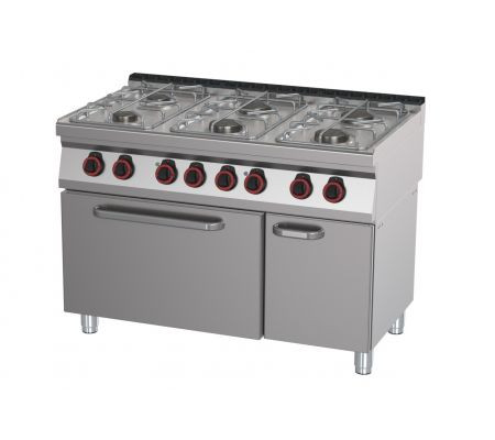 Gas range with 6 burners and static electric oven | SPBT 70/120 21 GE