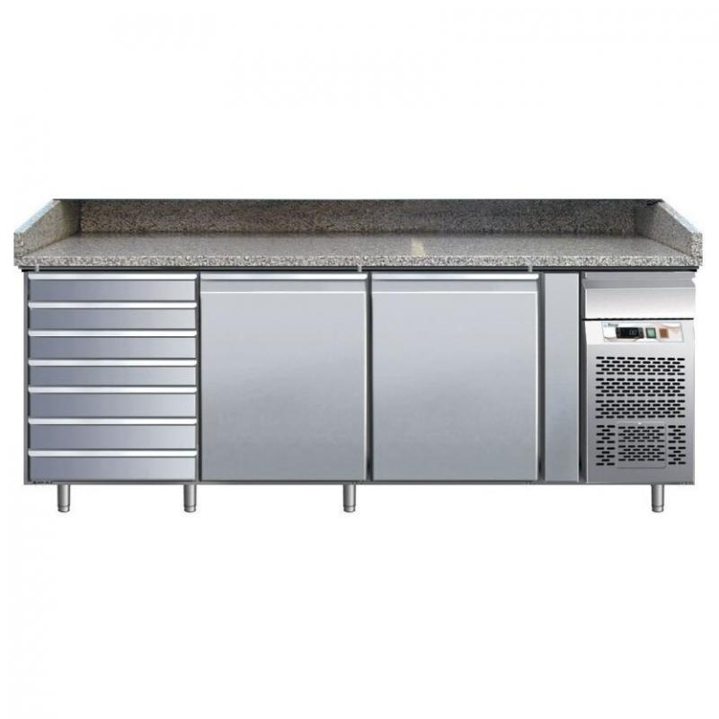 Refrigerated pizza counter with 2 doors and 7 drawers | G-PZ2610TN -FC