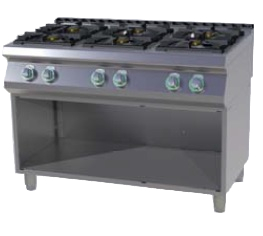 SPS 7120A G - Gas range with 6 burners and opened base