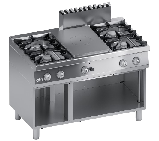 Gas range 4 burners, gas solid top and open cabinet | K7GCTP15VV