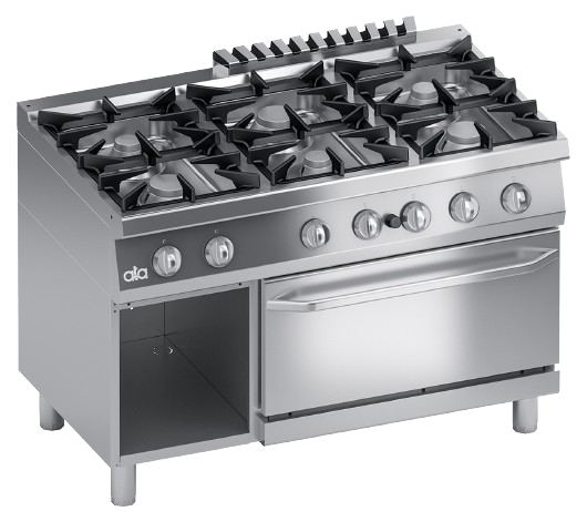 Gas range 6 burners gas oven GN 2/1 and cabinet | K7GCUP15FF
