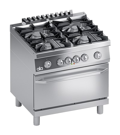 Mașină de gătit pe gaz cu 4 arzătoare și cuptor electric GN 2/1 | K7MCUP10FF