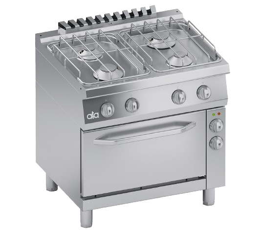 Mașină de gătit pe gaz cu 4 arzătoare și cuptor electric ventilat GN 1/1 | C2MCU10FV