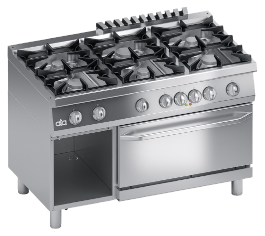 Gas range with 6 burners, cabinet and electric oven GN 2/1 | K7MCUP15FF