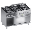 Mașină de gătit pe gaz cu 6 arzătoare, suport și cuptor electric GN 2/1 | K7MCUP15FF