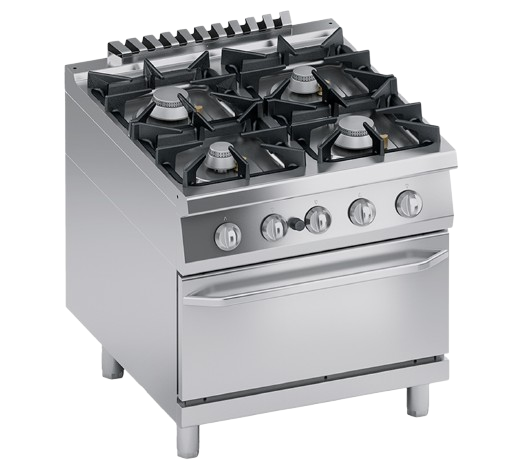 Gas range 4 burners + gas oven 2/1 GN | K4GCUP10FF