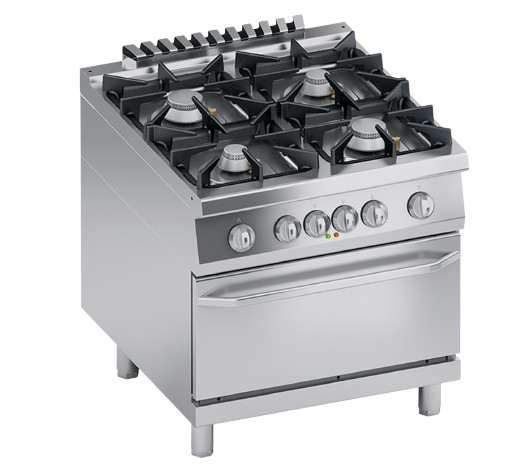 Gas range 4 burners + electric oven 2/1 GN | K4MCUP10FF