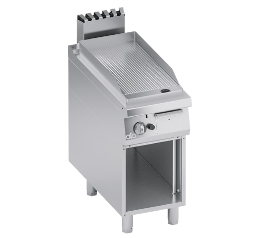 Gas griddle plate grooved + open cabinet | K4GFRS05VV