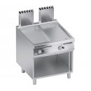 Gas low-built griddle plate 1 module 1/2 smooth 1/2 grooved plate + open cabinet | K4GFBP10VVR