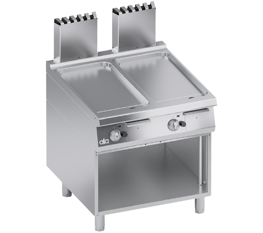 Gas low-built griddle plate 1 module smooth grooved plate + open cabinet | K4GFBP10VVL