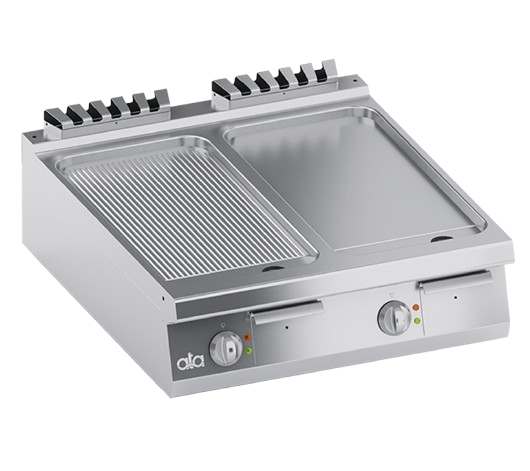 Electric low-built griddle plate 1/2 smooth + 1/2 grooved plate | K4EFBP10TTR