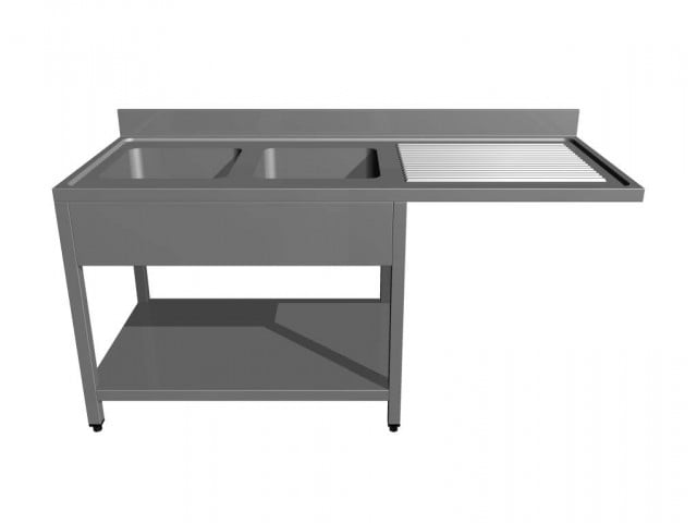 2-bowl sink with right-side drainer, shelf, and space for dishwasher | SPS321D_167452