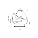 WCh-7/1 Ofelia 1570 ZZ - Refrigerated counter with curved glass for ext. aggr.