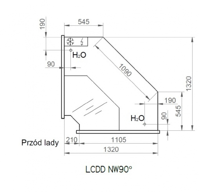 LCD DORADO INT90 D SELF REM - Self-service internal corner counter 90°