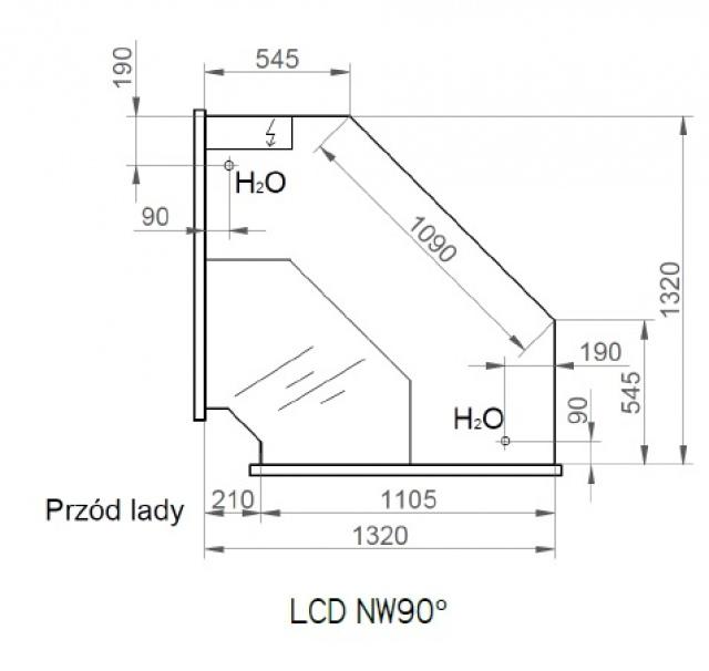 LCD Dorado D NW - Internal corner counter 90°
