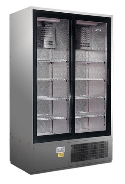 Vitrină frigorifică verticală cu uşi glisante | CC 1200 SGD INOX (SCH 800R)